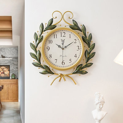 藝術品美式復古創意時尚鐘表時鐘掛鐘現代簡約家用客廳*特價
