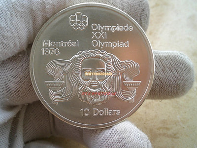 原光UNC 加拿大1974年76年蒙特利爾奧運會—宙斯像10元紀念銀幣 錢幣 銀幣 紀念幣【悠然居】243