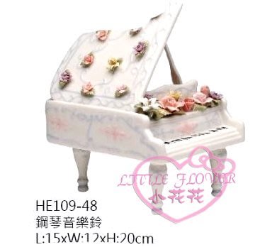 ♥小花花日本精品♥ 陶瓷音樂鋼琴玫瑰花白色高級質感佳送禮自用音樂鈴療癒小物擺飾收藏品