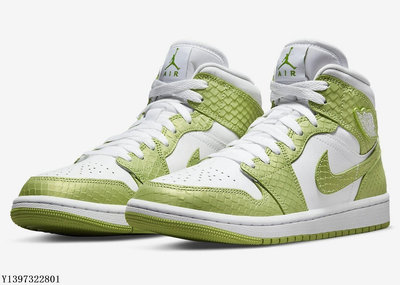 NIKE WMNS AIR JORDAN 1 MID SE 蛇紋 綠白 中筒 dv2959-113休閒