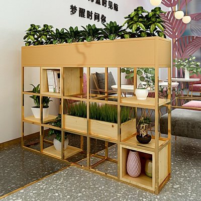 簡約鐵藝客廳辦公室落地綠化裝飾木箱收納咖啡廳工業風隔斷置物架滿減 促銷 夏季