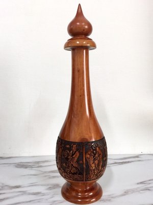 台灣紅櫸木(紅雞油) 雷射雕刻 八仙圖像 美人瓶擺飾 (1)