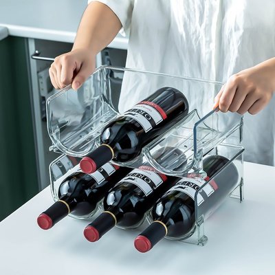 紅酒架日本PET葡萄酒架紅酒冰箱收納簡約吧臺擺件酒柜酒瓶置物裝飾架子 可開發票