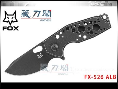 《藏刀閣》FOX-(FX-526 ALB)黑石洗鋁柄折刀