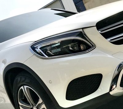 圓夢工廠 Benz 賓士 GLC C253 2016~2019 GLC43 GLC63 改裝 鍍鉻銀車燈框貼 前燈框