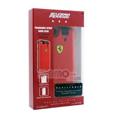 ☆MOMO小屋☆ Ferrari Red 紅色法拉利淡香水 手機殼禮盒組 (25ml*2) (IPHONE6)
