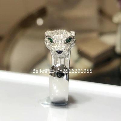流當奢品 Cartier 卡地亞 N4224900 經典款豹子頭戒指18K白黃金祖母綠鑽石戒指 真品現貨