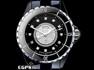 【永久流當品】CHANEL 香奈兒 J12 黑陶瓷 H1757 原鑲半天星鑽錶 自動上鍊 GRS7851