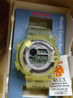 日本製【限量一千隻 未使用】CASIO G-SHOCK FROGMAN(蛙人) x WCCS 聯名紀念錶 DW-8201WC-8T
