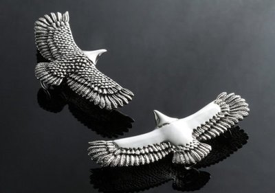 【創銀坊】印地安 老鷹 925純銀 墜子 翅膀 印第安 羽毛 哈雷 重機 酋長 goro's 皮繩 項鍊(P-1704)