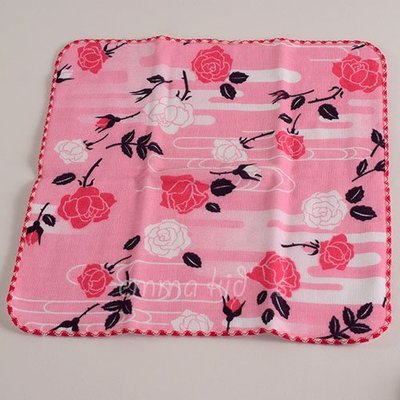 風花 玫瑰花ZAKKA 日本製 無撚 和風 和柄 一面紗一面棉 方巾 毛巾 手帕 日本空運 ~小太陽日本精品