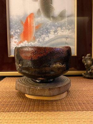 日本樂燒 黑樂茶碗，宗家物 抹茶碗，千家十職 樂吉左衛門 十24700