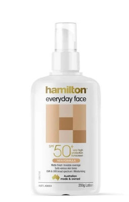 澳洲直送-Hamilton臉部保濕防曬乳SPF50+ 200g 適合酒糟、敏感肌、痘痘肌 全膚質 無香精