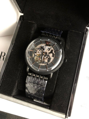 EMPORIO ARMANI 鏤空錶盤 黑色不鏽鋼錶帶 男士 自動機械錶 AR60025 亞曼尼腕錶