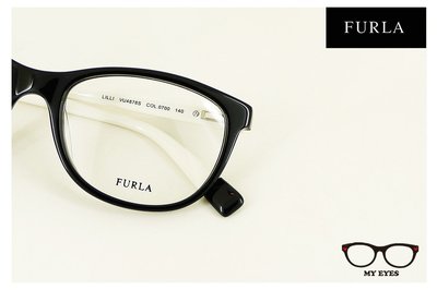 【My Eyes 瞳言瞳語】Furla 義大利品牌 黑白雙色膠框光學眼鏡 大圓框造型 高貴名媛路線 (VU4878)