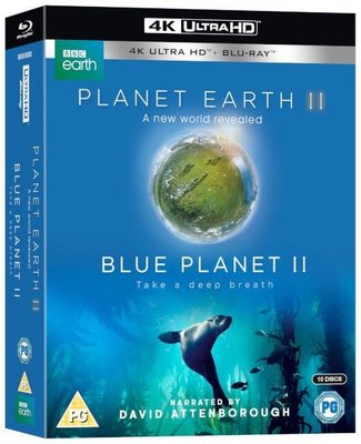 毛毛小舖--藍光BD 地球脈動2 + 藍色星球2 4K UHD+BD 10碟限定套裝版 BBC