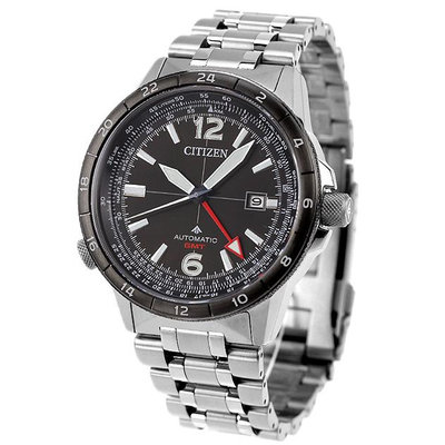 CITIZEN NB6046-59E 星辰錶 44.5mm  PROMASTER GMT 機械錶 藍寶石鏡面 銀色不鏽鋼錶帶 男錶女錶