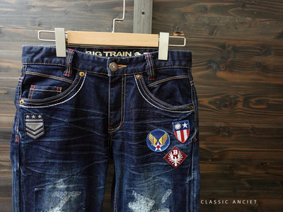 CA 日本品牌 BIG TRAIN 藍系刷紋 合身版 低腰牛仔褲 M號 一元起標無底價P499