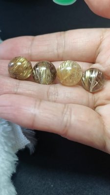 鈦晶散珠13.5mm手工串珠diy飾品配件老礦天然水晶金髮晶單珠圓珠