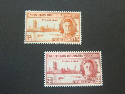 【雲品5】北羅得西亞Northern Rhodesia 1946 Sc 46-7 set MH 庫號#BP14 72136