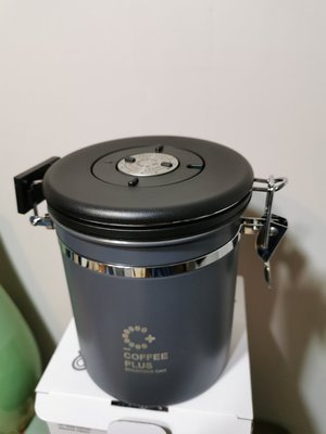 不鏽鋼不銹鋼 高質感 咖啡豆 咖啡密封罐 儲豆桶 單向排氣閥儲存罐 食品保鮮罐454克，一磅容量