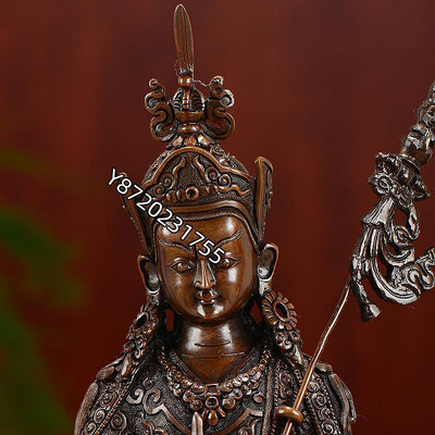 《蓮花生大士》銅像尼泊爾手工7寸紫銅蓮花生大師裝飾擺件【功德坊】銅器 佛像 擺件