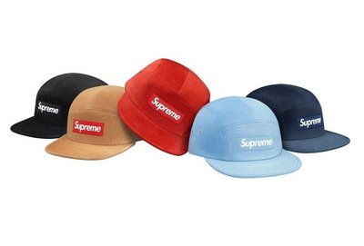 【促銷免運】Supreme SUEDE CAMP CAP 五分割 深藍