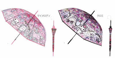 ♥小花花日本精品♥ 美樂蒂 酷洛米 透明直傘 彎把雨傘 彩繪玻璃窗戶圖樣設計 雨具用品~3