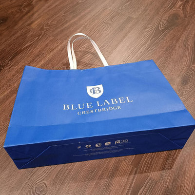 BLUE LABEL 日本名牌紙袋 CRESTBRIDGE 精品 禮物袋 環保袋 經典藍 無破損 尺寸30x42x11cm 狀況詳見照片