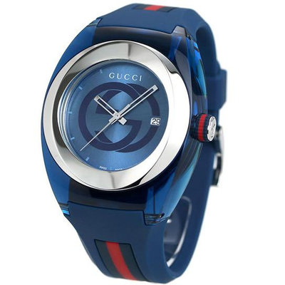 GUCCI YA137104A 古馳 手錶 46mm 藍色面盤 藍色橡膠錶帶 男錶