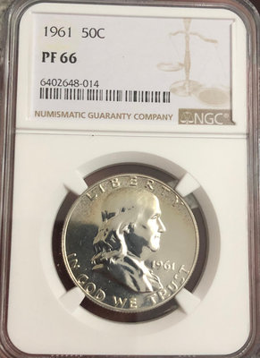 美國1961年50分精制銀幣（NGC PF66）