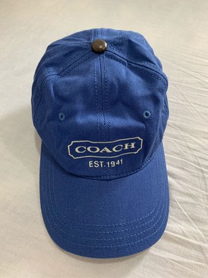 COACH 專櫃皮革棒球帽 藍色刺繡字樣 經典老帽 全新正品 現貨在台