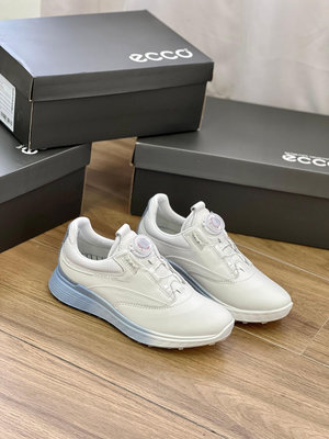 Ecco愛步高爾夫球鞋女士休閑運動固定釘鞋防水舒適BOA健步S3系列 白藍35-40