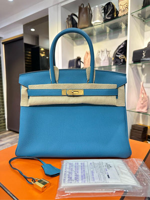 【喬瑟夫二手名店】全新真品 HERMES 金釦Birkin 30CM 色號7B Togo皮 全配 R刻