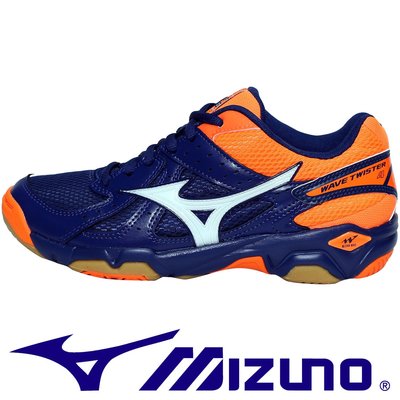 Mizuno V1GA-157056 藍×橘 TWISTER 4 膠底排球鞋/特價出清/假一賠十/免運費/600M