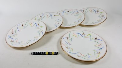 日本 香蘭社 瓷盤 彩色葉 蘭花圖案 5入紙盒裝 - A1900159-19-03