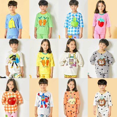 【Kathie Shop】韓國童裝春夏新款家居服中大童七分袖薄棉家居服睡衣兩件套