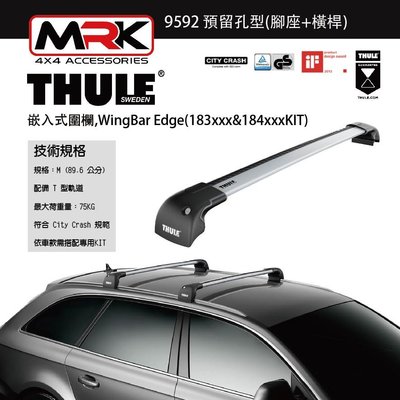 【MRK】Thule 9592 銀色 嵌入式圍欄,預留孔型(腳座+橫桿) 不含KIT WingBar Edge