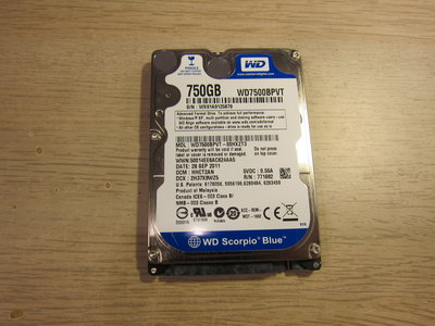 WD 威騰 WD7500BPVT 藍標 750G 2.5吋硬碟 低時數 二手良品 功能正常