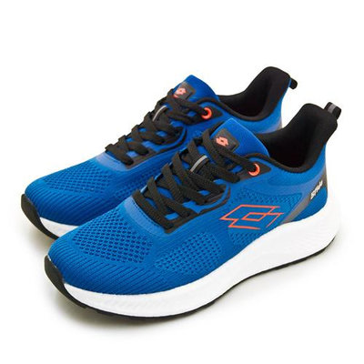 利卡夢鞋園–LOTTO 專業飛織輕量緩震慢跑鞋--SFIDA創跑系列--藍黑--6376--男