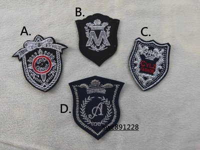 手縫學院風徽章布貼、裝飾布貼、胸章、衣服補丁、臂章--B1022(A)
