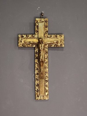 【卡卡頌  歐洲古董】比利時 厚實純銅 教堂 耶穌 十字架 基督教 天主教 歐洲老件  m0991 ✬