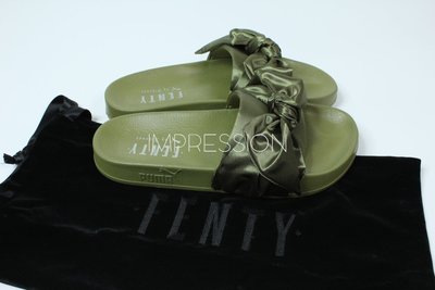 【IMPRESSION】Puma x Fenty By Rihanna 蕾哈娜 蝴蝶結 緞帶 墨綠 軍綠 拖鞋