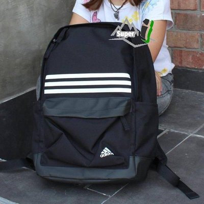 「i」【現貨】愛迪達 Adidas 帆布 水壺袋 輕便 學院風 運動 黑白三線 後背包 DT2616