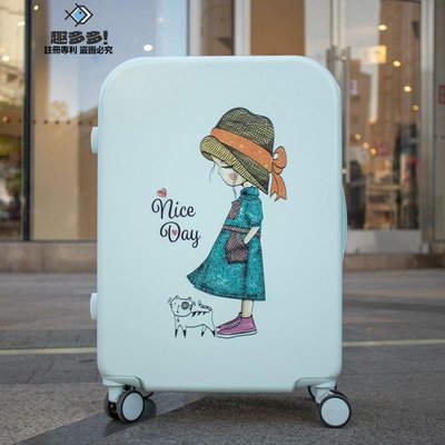 限時免運-行李箱24寸新款拉桿箱批發 學生卡通女小型20寸輕便ins旅行箱-趣多多