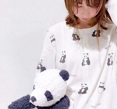G358滿版熊貓panda印花圓領長袖上衣袖上衣+長褲 套裝 居家服休閒服睡衣$1080Gelato pique