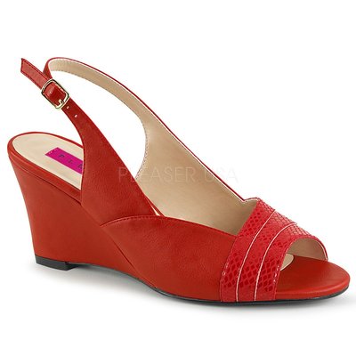 Shoes InStyle《三吋》美國品牌 PINK LABEL 原廠正品中低跟楔型魚口鞋 有大尺碼 9-16碼『紅色』