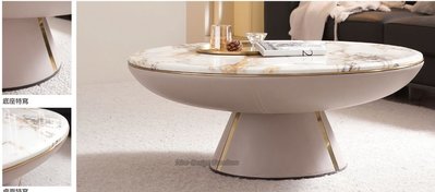 【N D Furniture】台南在地家具-MDF皮革桶身搭配金屬飾條人造石面大茶几GH
