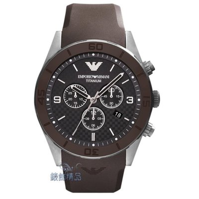 【錶飾精品】ARMANI手錶 AR9501 亞曼尼表 三眼計時 格紋錶盤 日期 咖啡膠帶男錶 全新正品