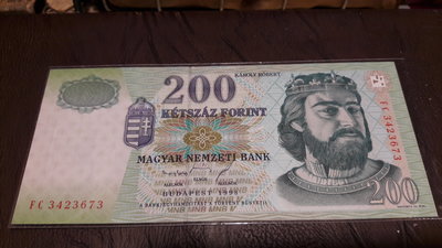 匈牙利1998年200Forint 福林 紙鈔實物如圖